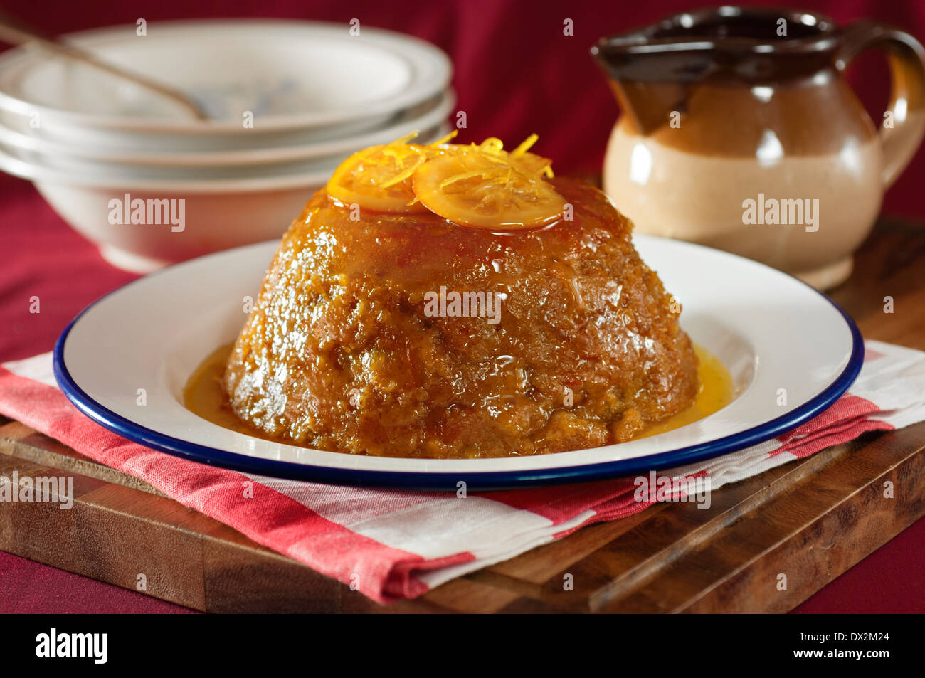Vaporizzato marmellata di arance budino. Dolce tradizionale REGNO UNITO Foto Stock