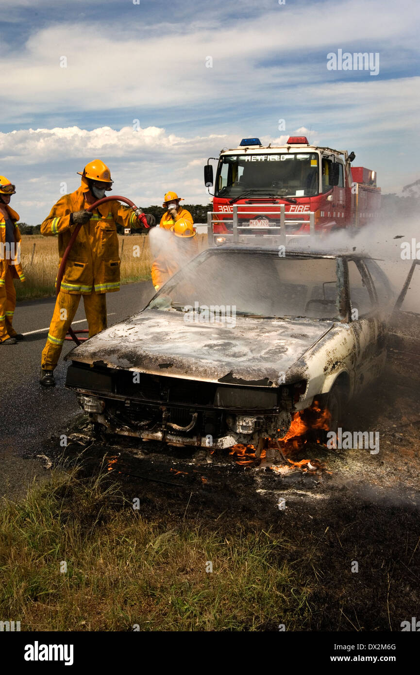 incendio auto Foto Stock