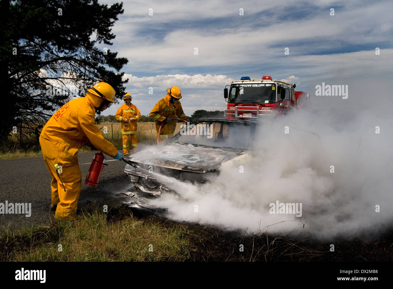 incendio auto Foto Stock