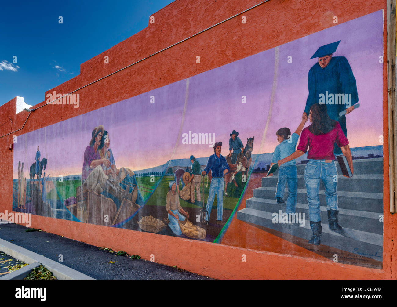 Omaggio a Delta sulla diversità, murale dipinto da Emanuel Martinez, strada principale di Delta, Colorado, STATI UNITI D'AMERICA Foto Stock