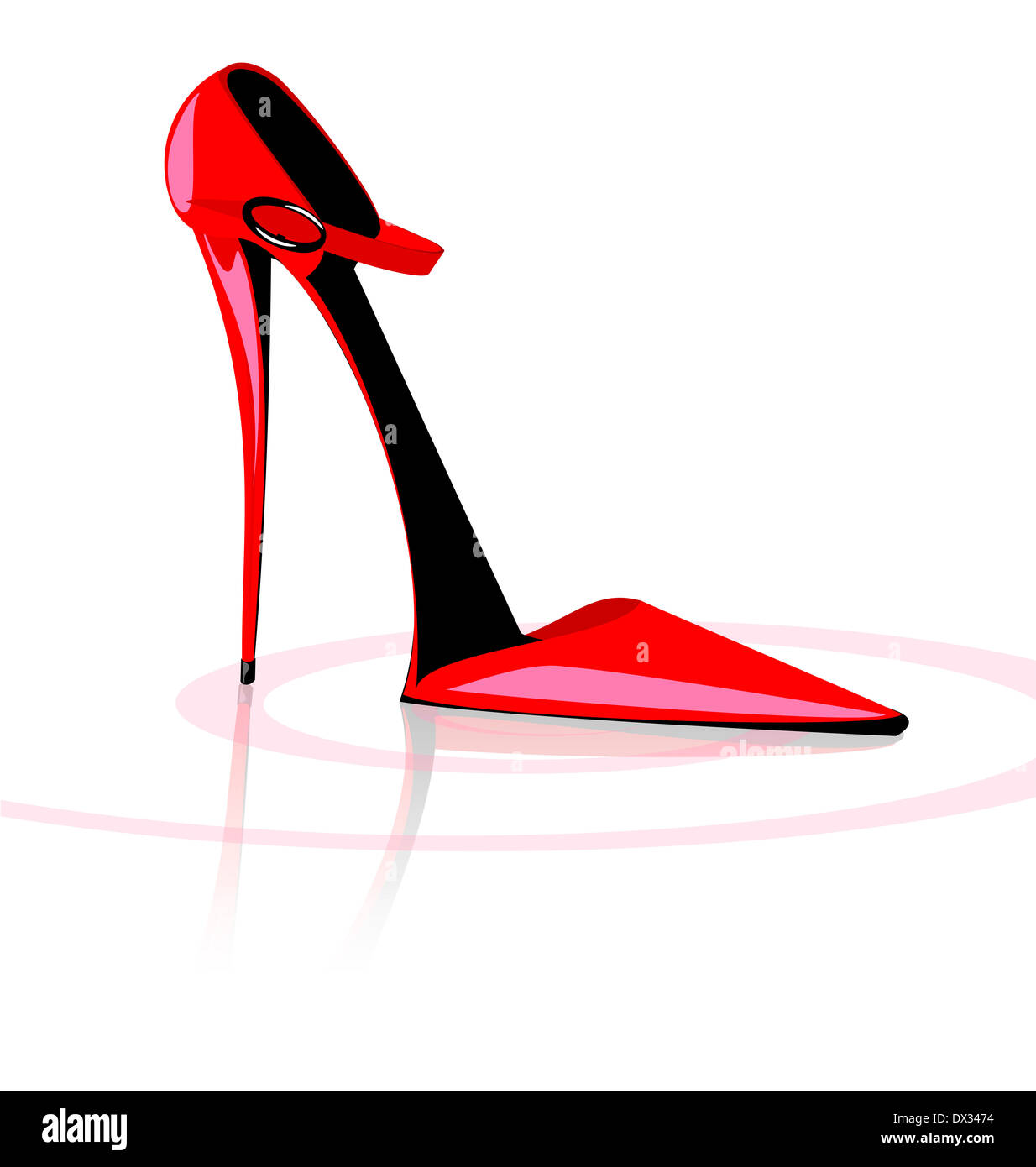 Su uno sfondo bianco vi è il rosso signora della scarpa Foto Stock
