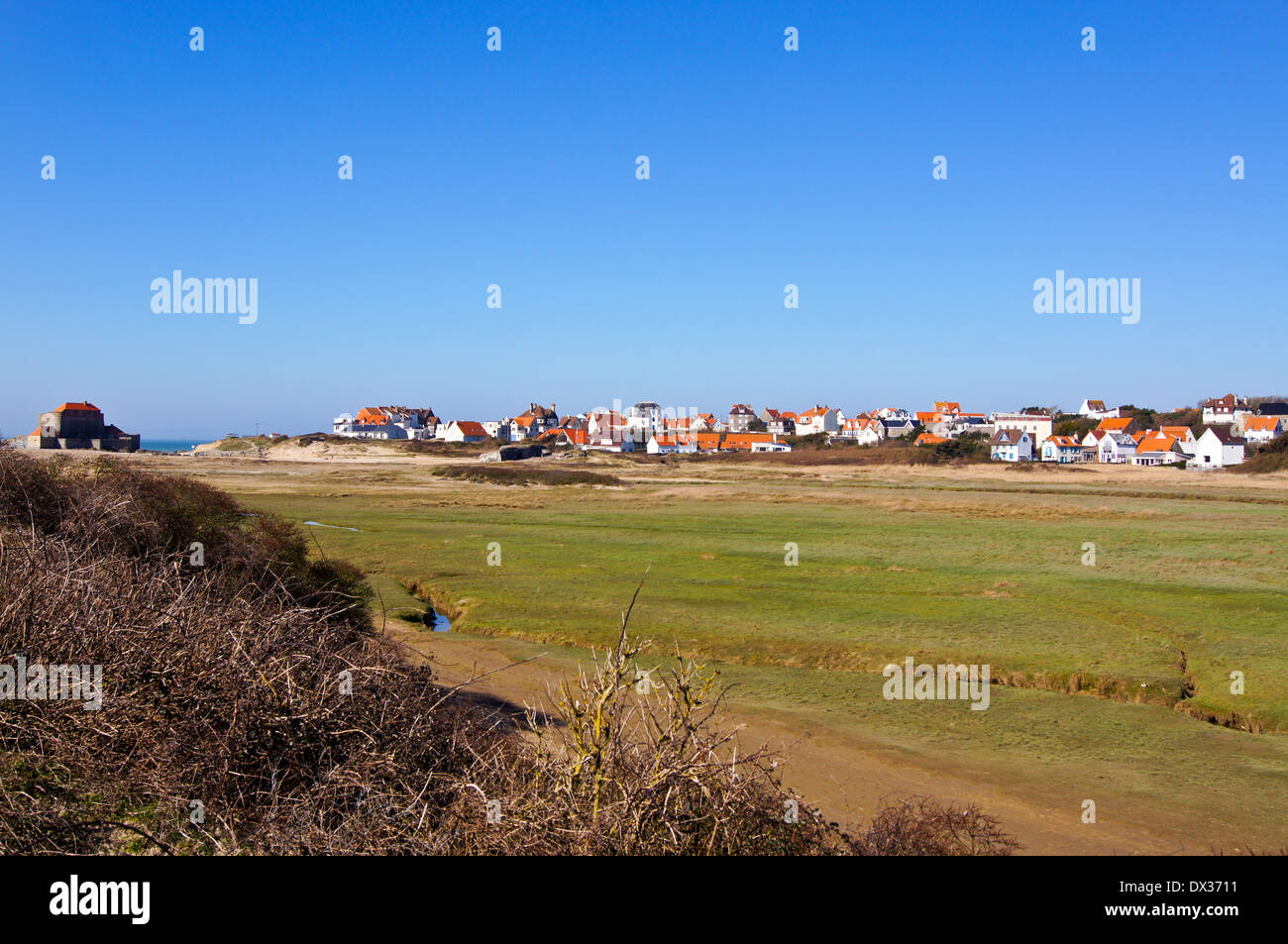 Fort Mahon da Vauban, 1682-1690, sul fiume lasca a Ambleteuse, vicino a Wimereux, Côte Opale, Nord-Pas-de-Calais, Francia Foto Stock