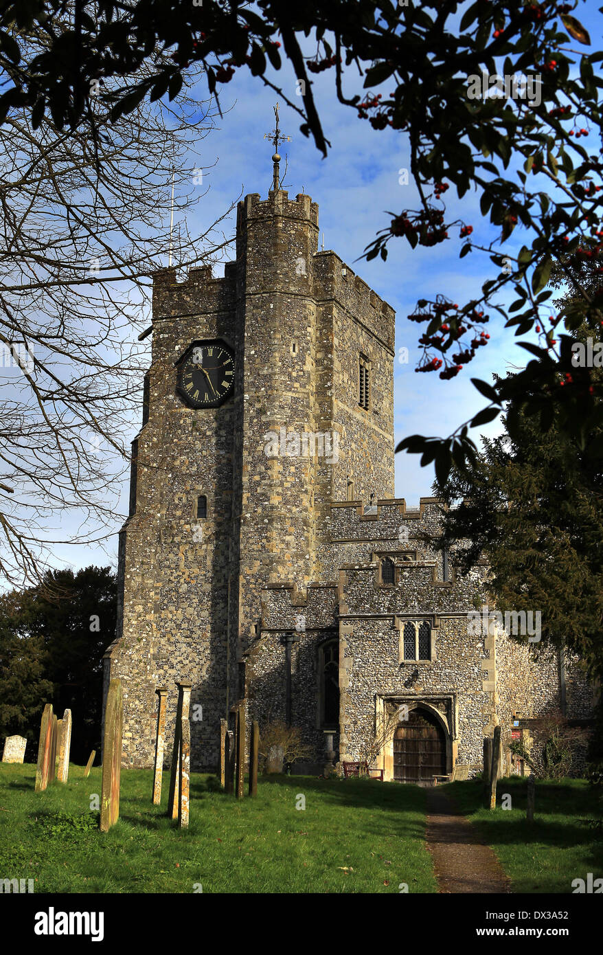 Vista generale della Chiesa di St. Mary, Chilham, Kent Foto Stock