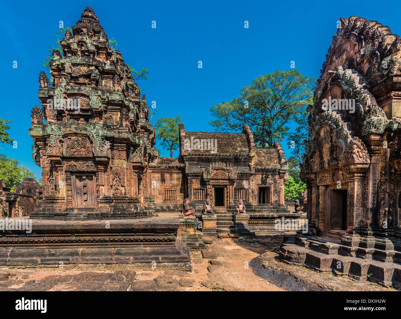 Banteay Srei rosa hindu temple Cambogia Foto Stock