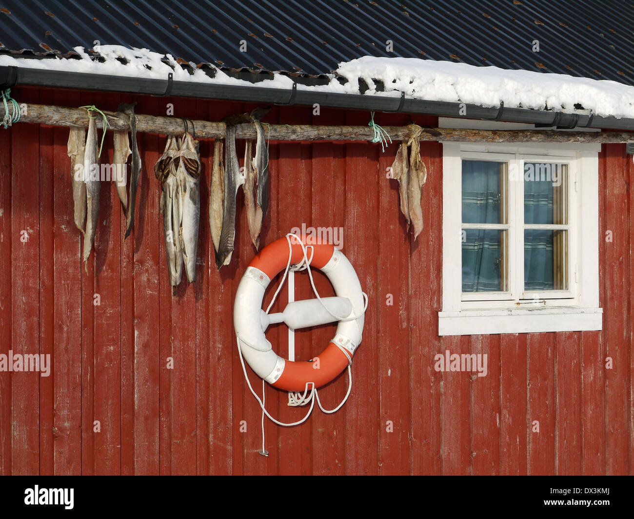Rorbu a hamnøy, Lofoten, Nordland, Norvegia Foto Stock