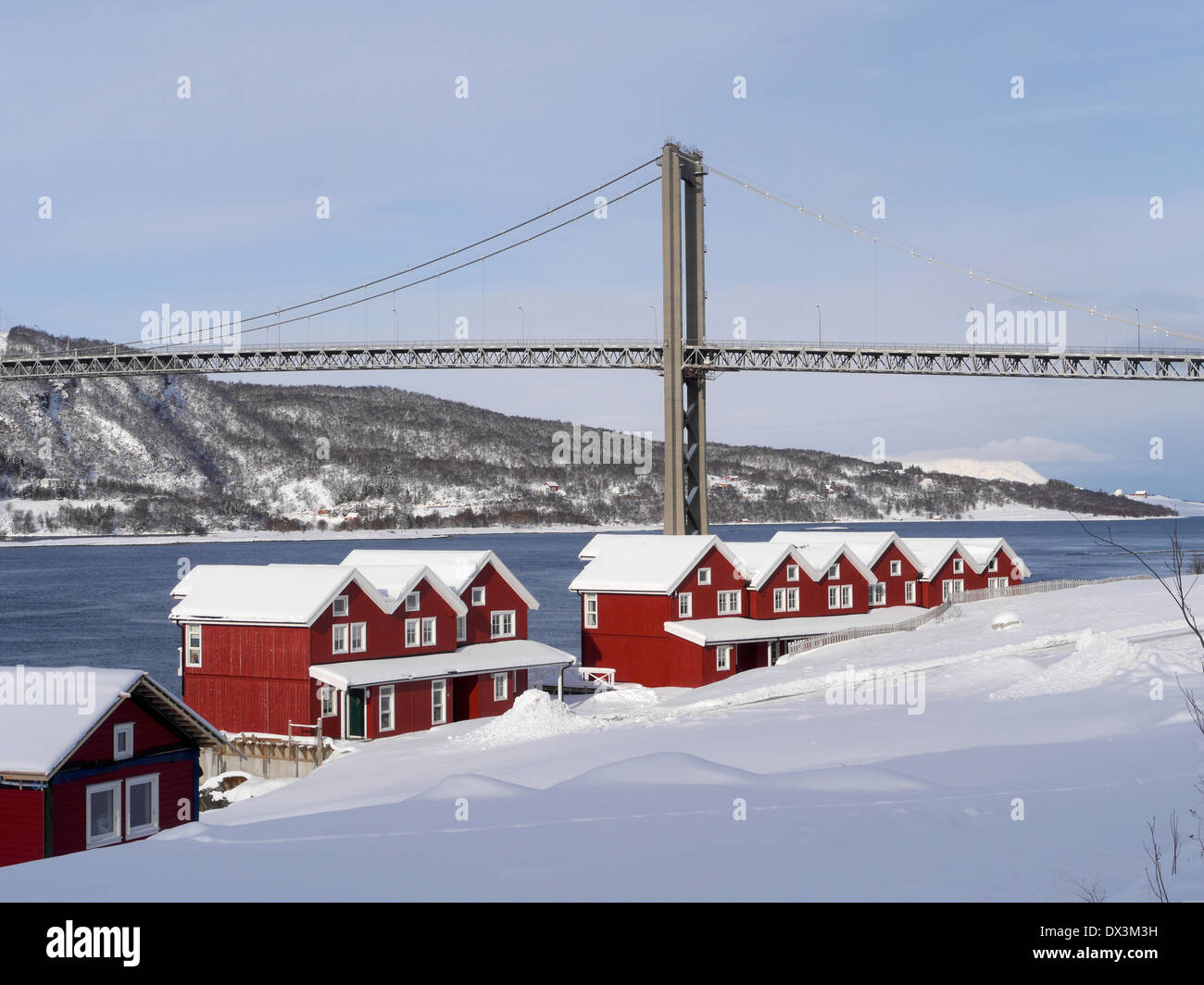 Ponte tjeldsund, hinnøya, vesterålen, Nordland, Norvegia Foto Stock