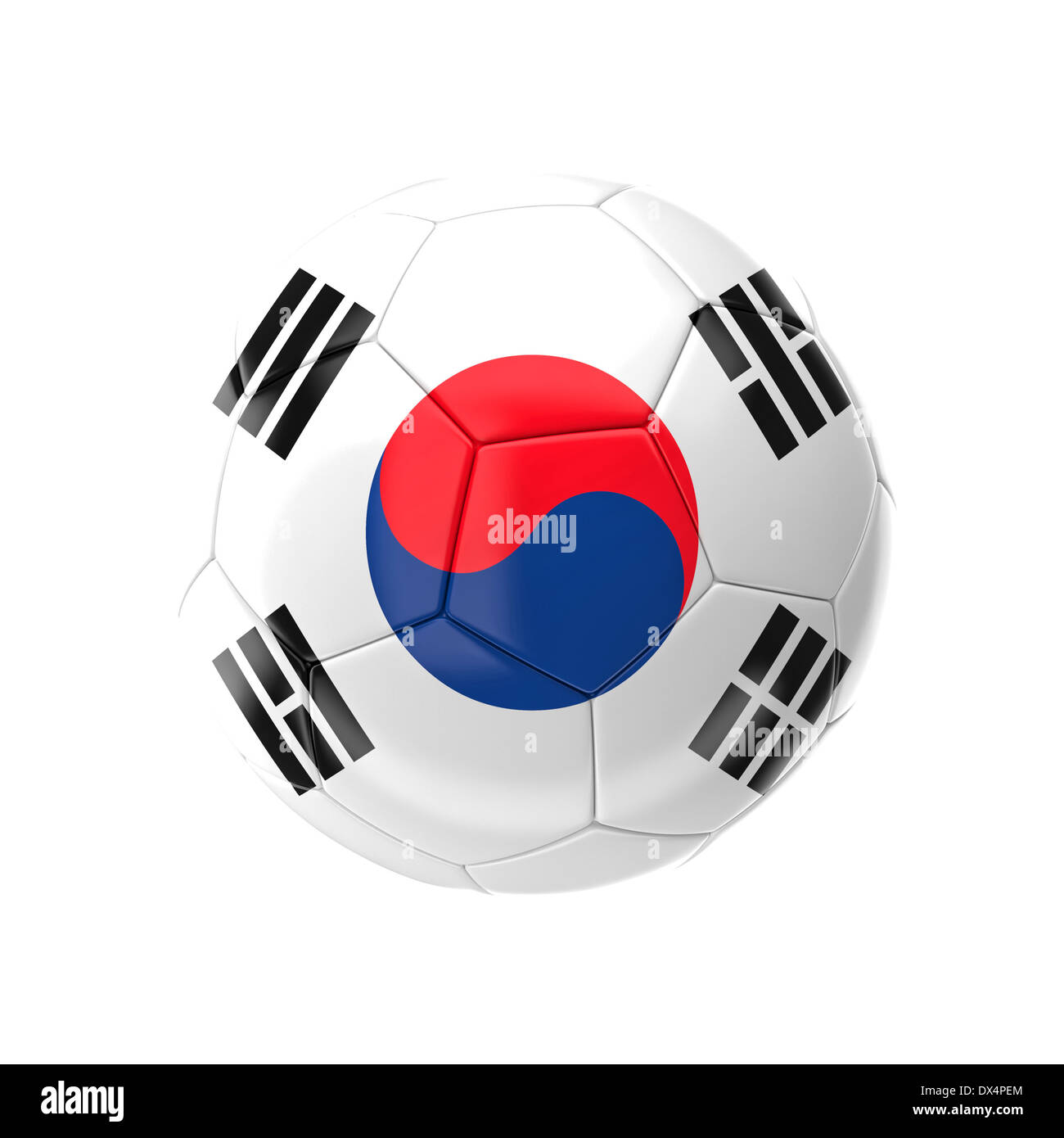 3d pallone da calcio con la Corea del sud bandiera Foto Stock