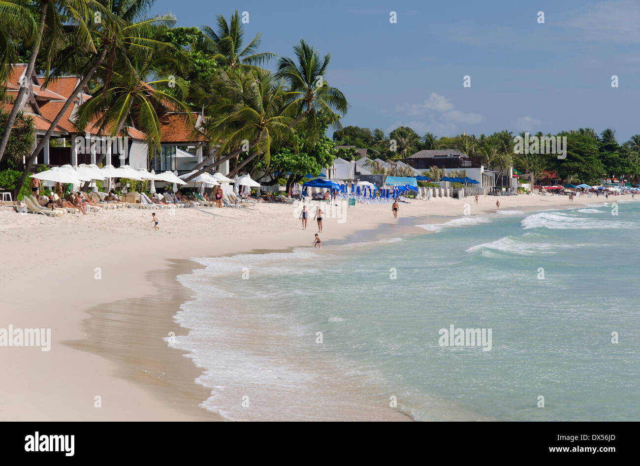 I turisti sulla spiaggia, la spiaggia di Chaweng, Ko Samui, Tailandia Foto Stock