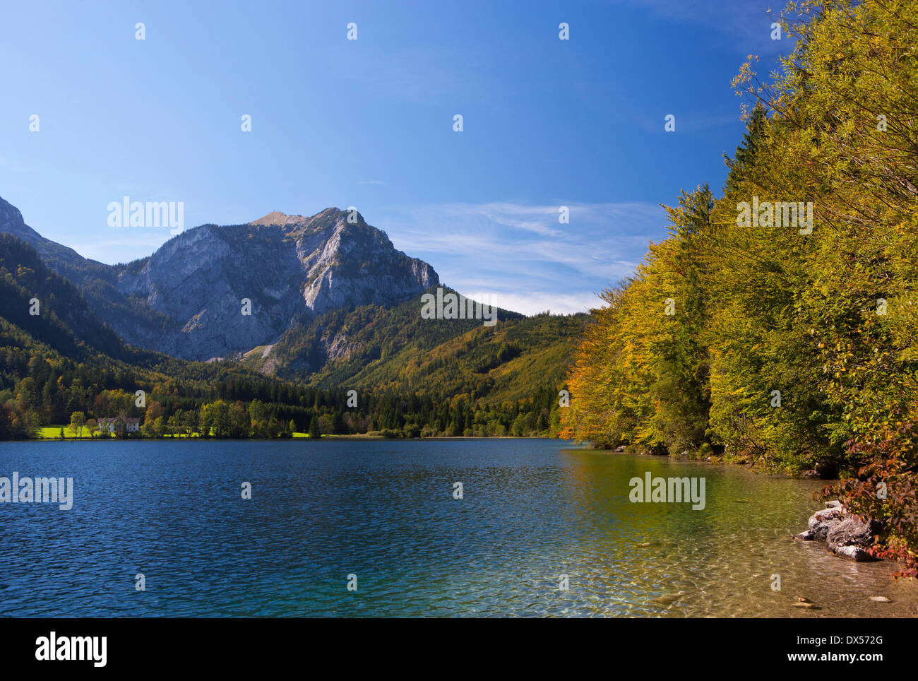 Höllengebirge, Brunnkogel, Vorderer Langbathsee, Ebensee, Salzkammergut, Austria Foto Stock
