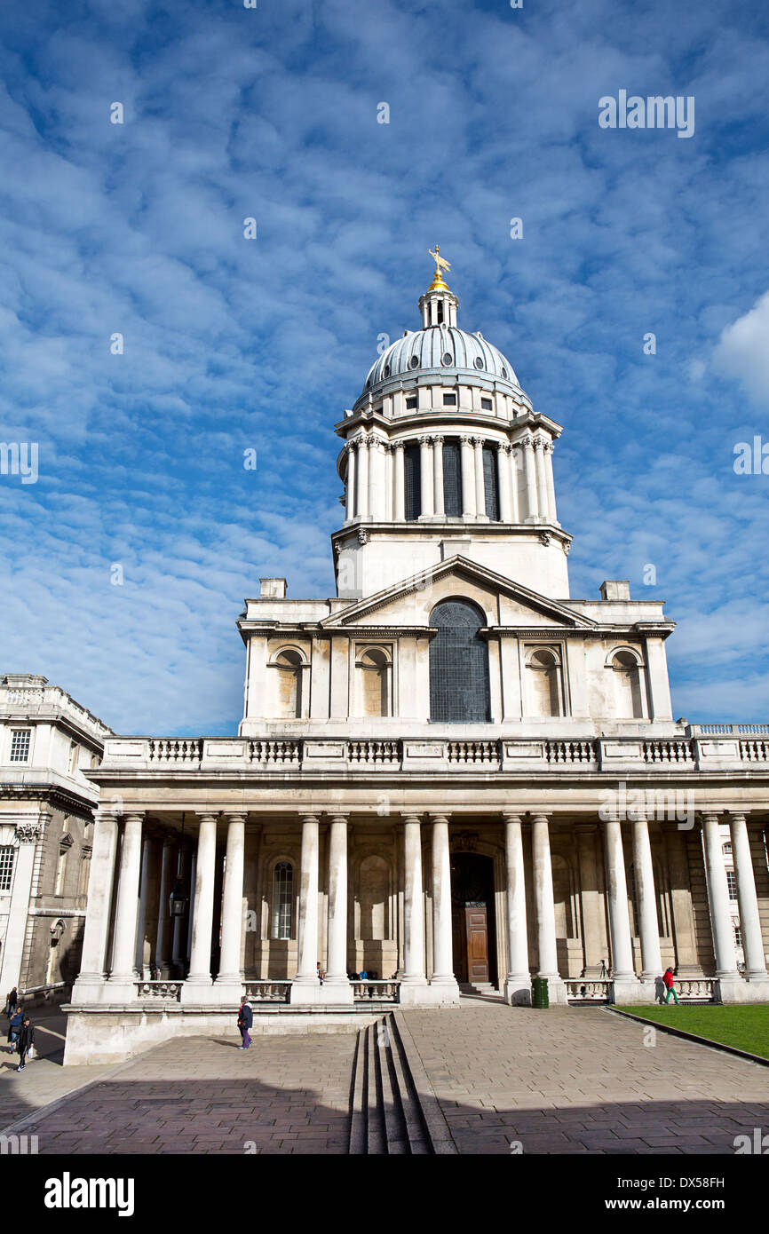 Il famoso Old Royal Naval College in Maritime Greenwich, Londra, Regno Unito. Foto Stock