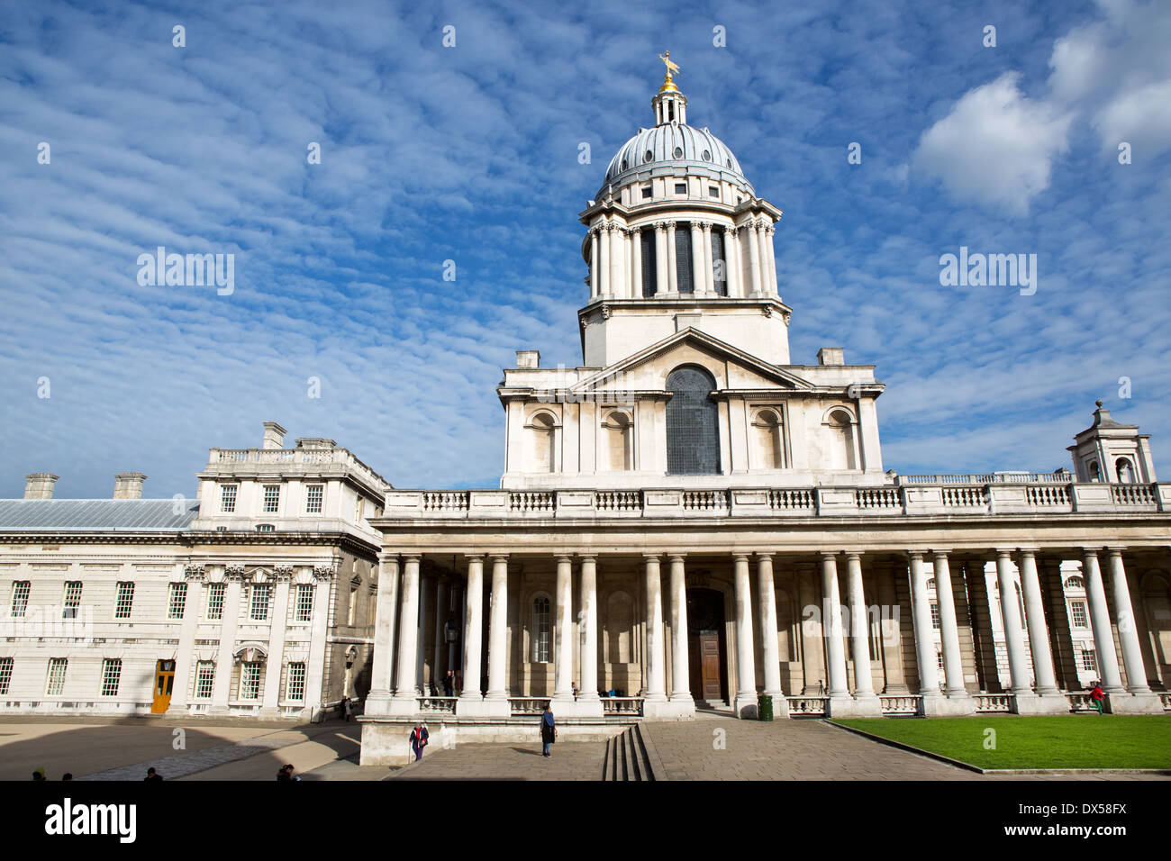 Il famoso Old Royal Naval College in Maritime Greenwich, Londra, Regno Unito. Foto Stock