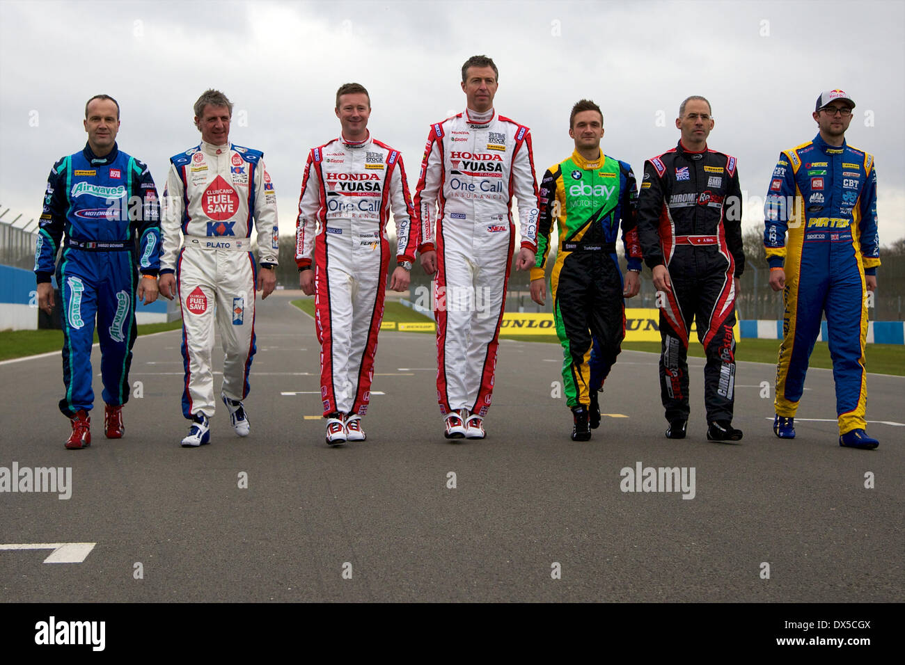 Donington, UK. Il 18 marzo 2014. Sette campioni precedenti durante il British Touring Car Championship Media Day da Donington Park Race Track. Credit: Azione Plus immagini di sport/Alamy Live News Foto Stock