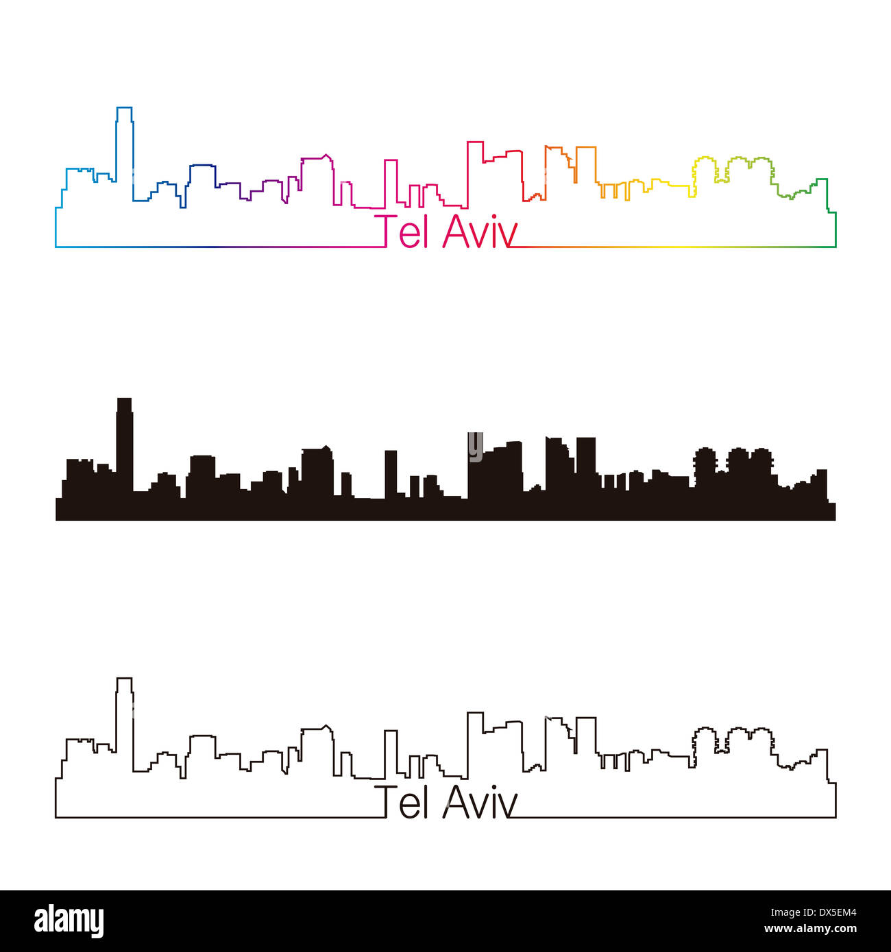 Tel Aviv skyline stile lineare Foto Stock