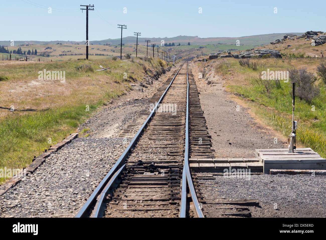 Binario ferroviario di Taieri Gorge ferrovia turistica, Nuova Zelanda Foto Stock