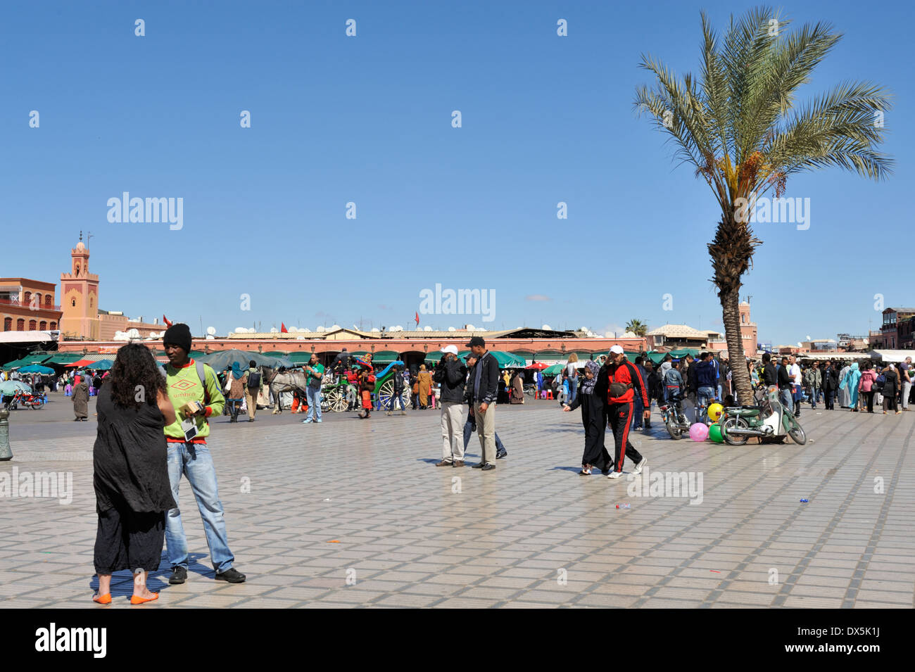 Luogo piazza Jema El Fna a Marrakech, Marocco Foto Stock