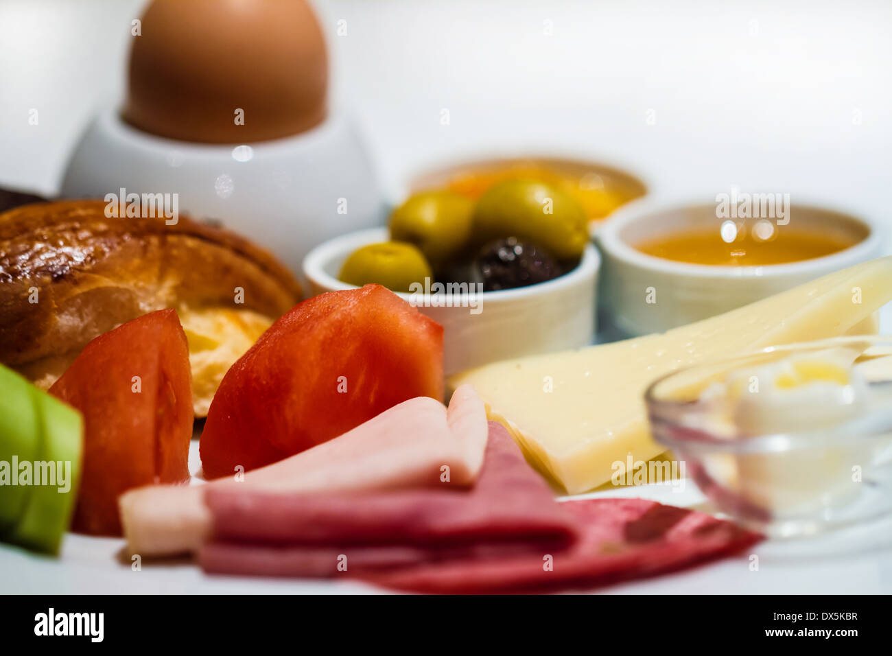 Ristorante gourmet colazione set di menu in resort hotel è servito Foto Stock