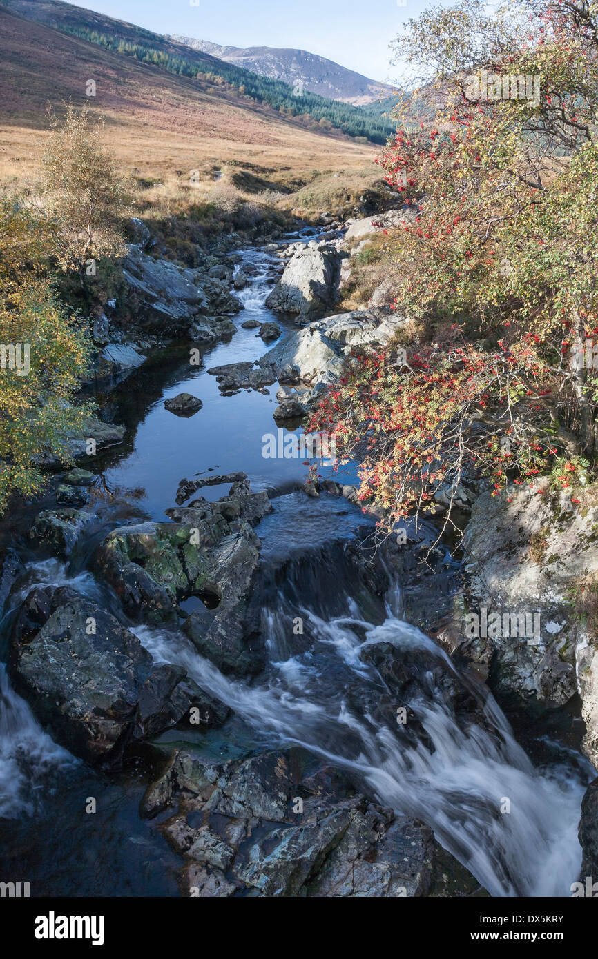 Ruscello di montagna a Glen Sannox nord sull'isola di Arran. Foto Stock