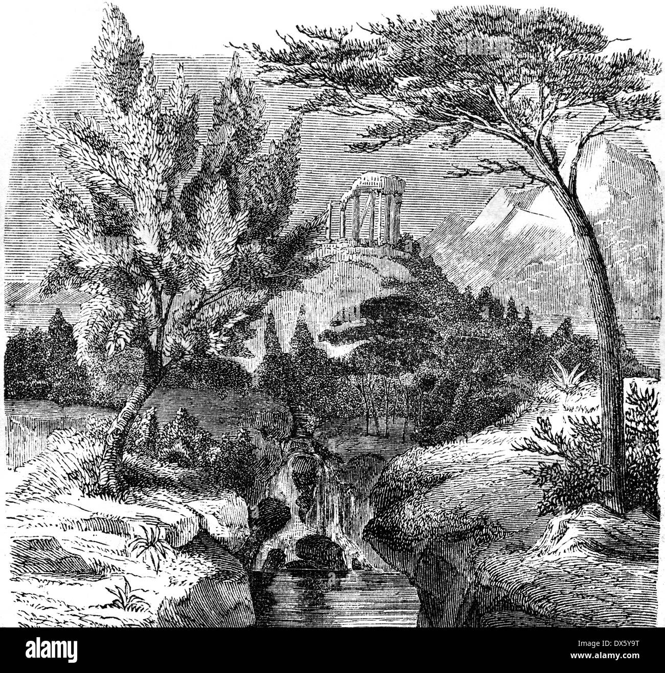 Arcadia paesaggio, Grecia, illustrazione dal libro datato 1878 Foto Stock