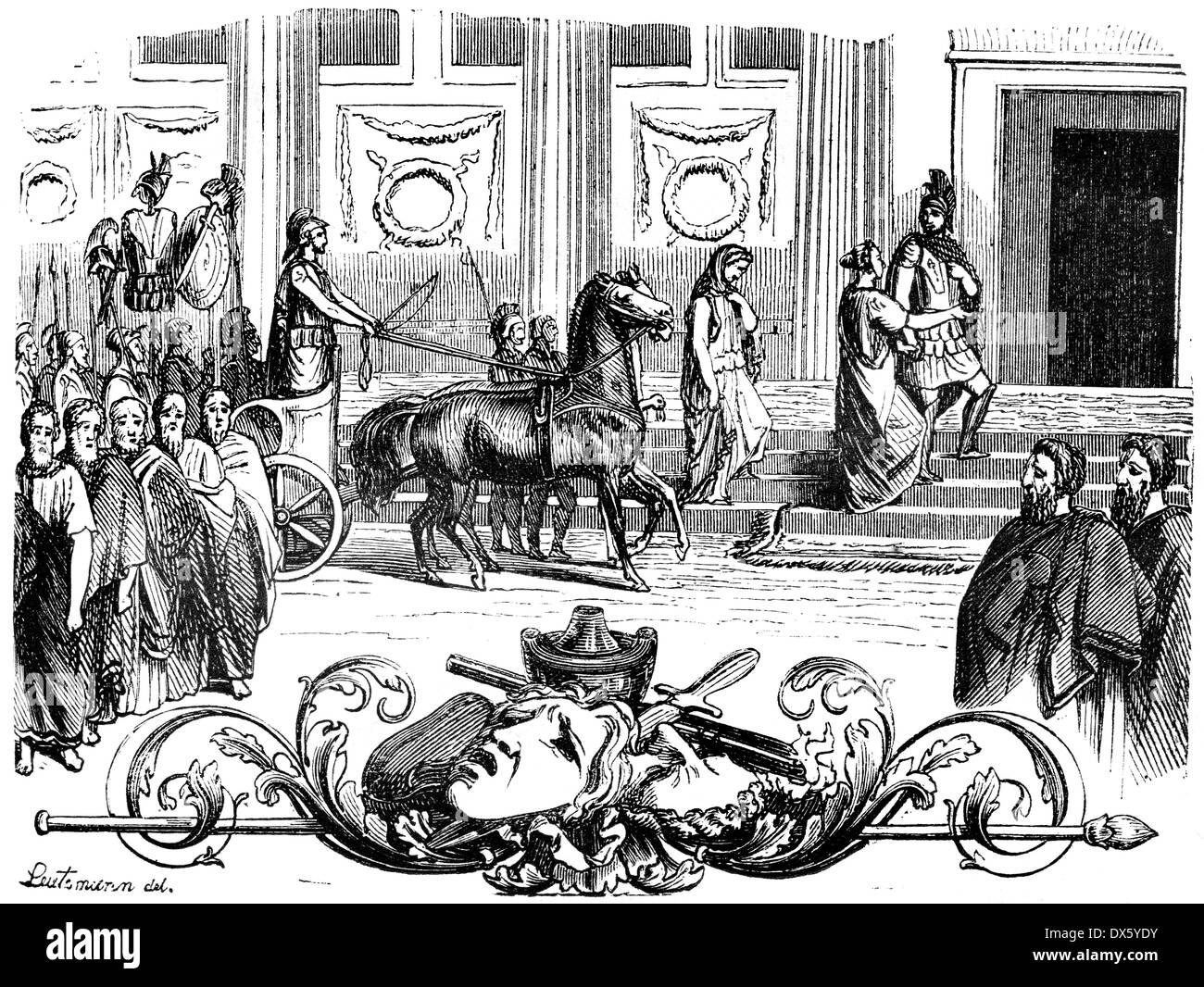 Scena da Orestia giocare di Eschilo, illustrazione dal libro datato 1878 Foto Stock