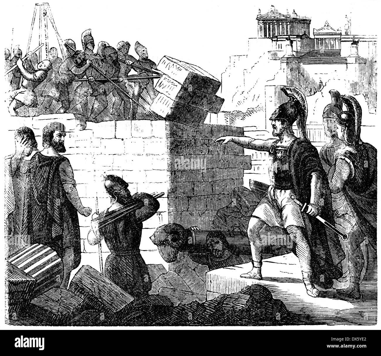 La guerra tra Sparta e Atene, illustrazione dal libro datato 1878 Foto Stock