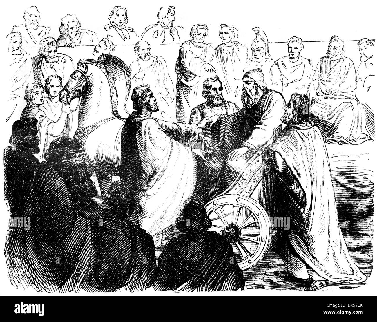 Timoleon in Senato di Siracusa, Sicilia, illustrazione dal libro datato 1878 Foto Stock