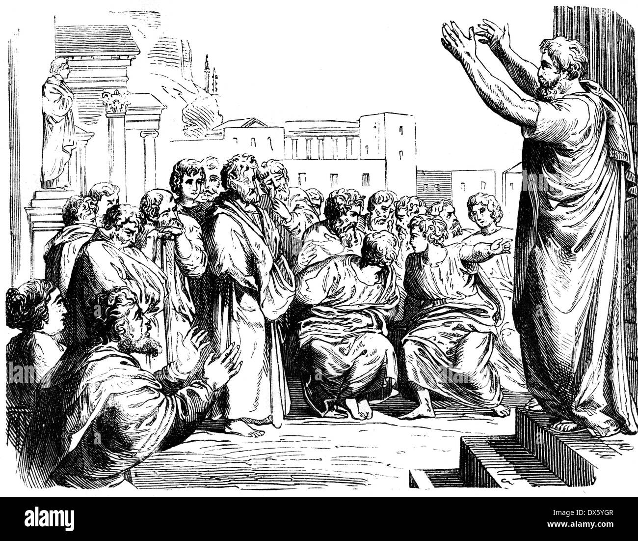 Discorso di Demostene contro Alessandro il Grande, illustrazione dal libro datato 1878 Foto Stock