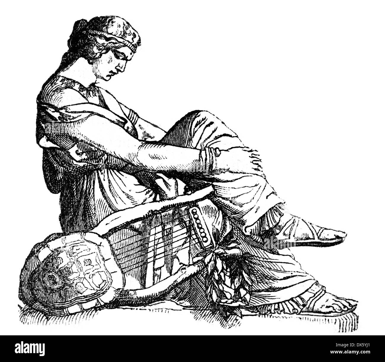 Saffo greco antico poeta lirico, illustrazione dal libro datato 1878 Foto Stock