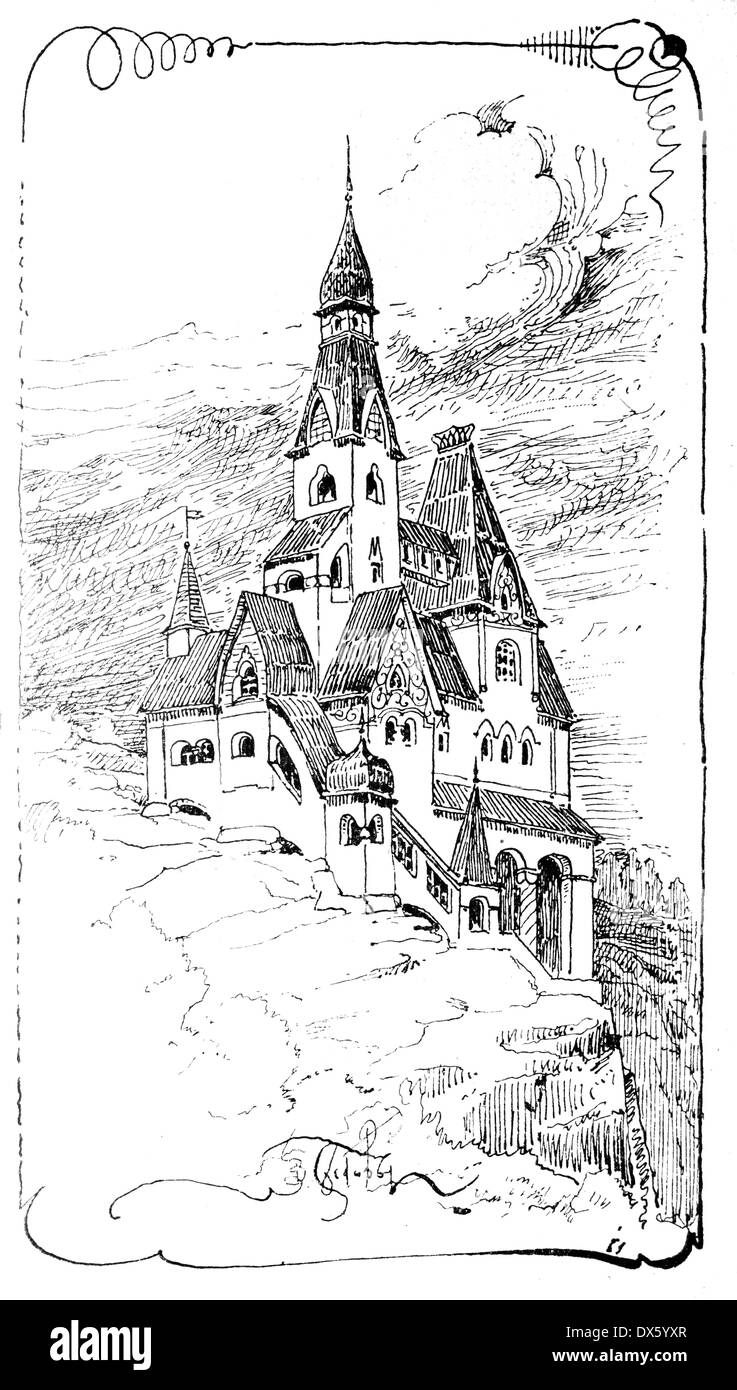 Vintage disegno di fantasia antica chiesa in stile Russo, illustrazione dal libro datato 1911 Foto Stock