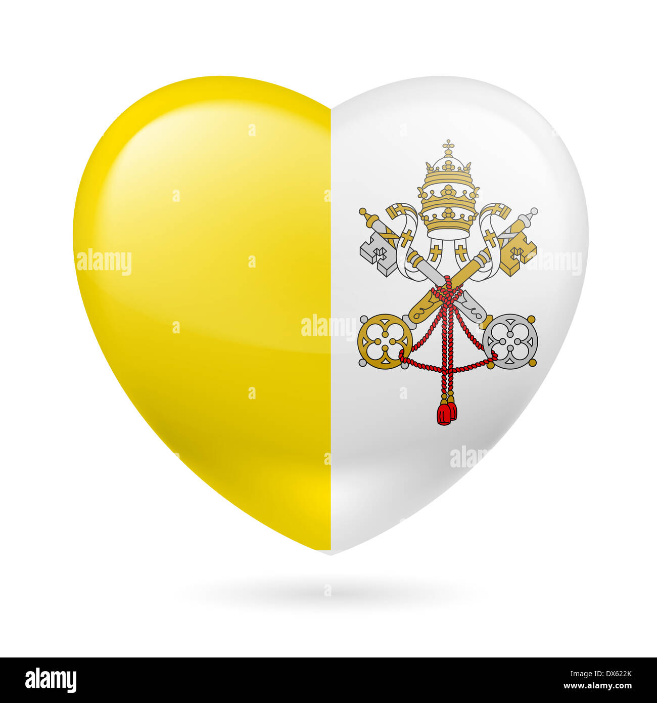 Cuore con la bandiera del Vaticano i colori. Io amo la Città del Vaticano Foto Stock