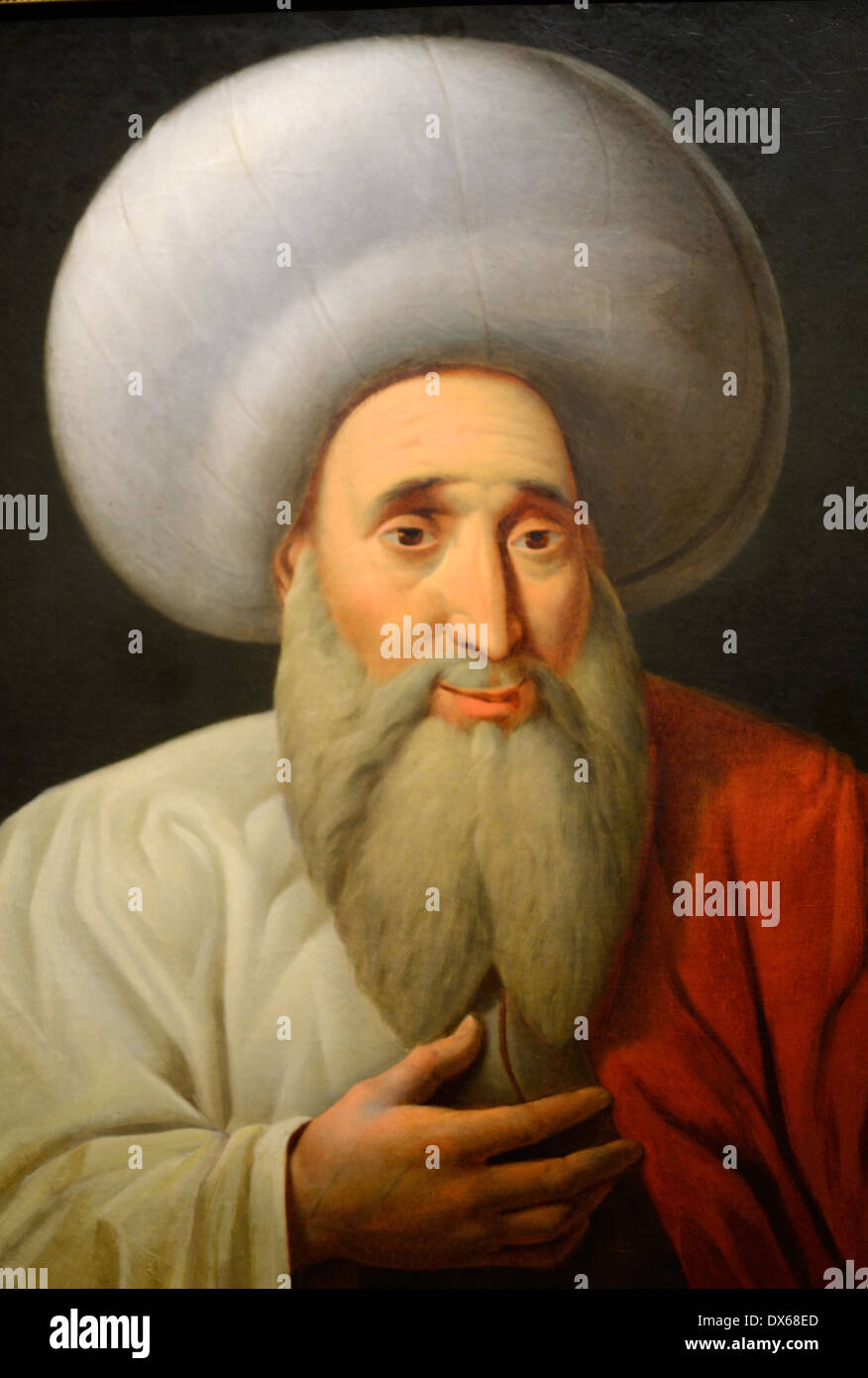 Sheikh Abd Allah al-Sharqawi (1737-1812) studioso egiziano indossando abiti tradizionali & turbante. Pittura di olio da Michel Rigo Foto Stock