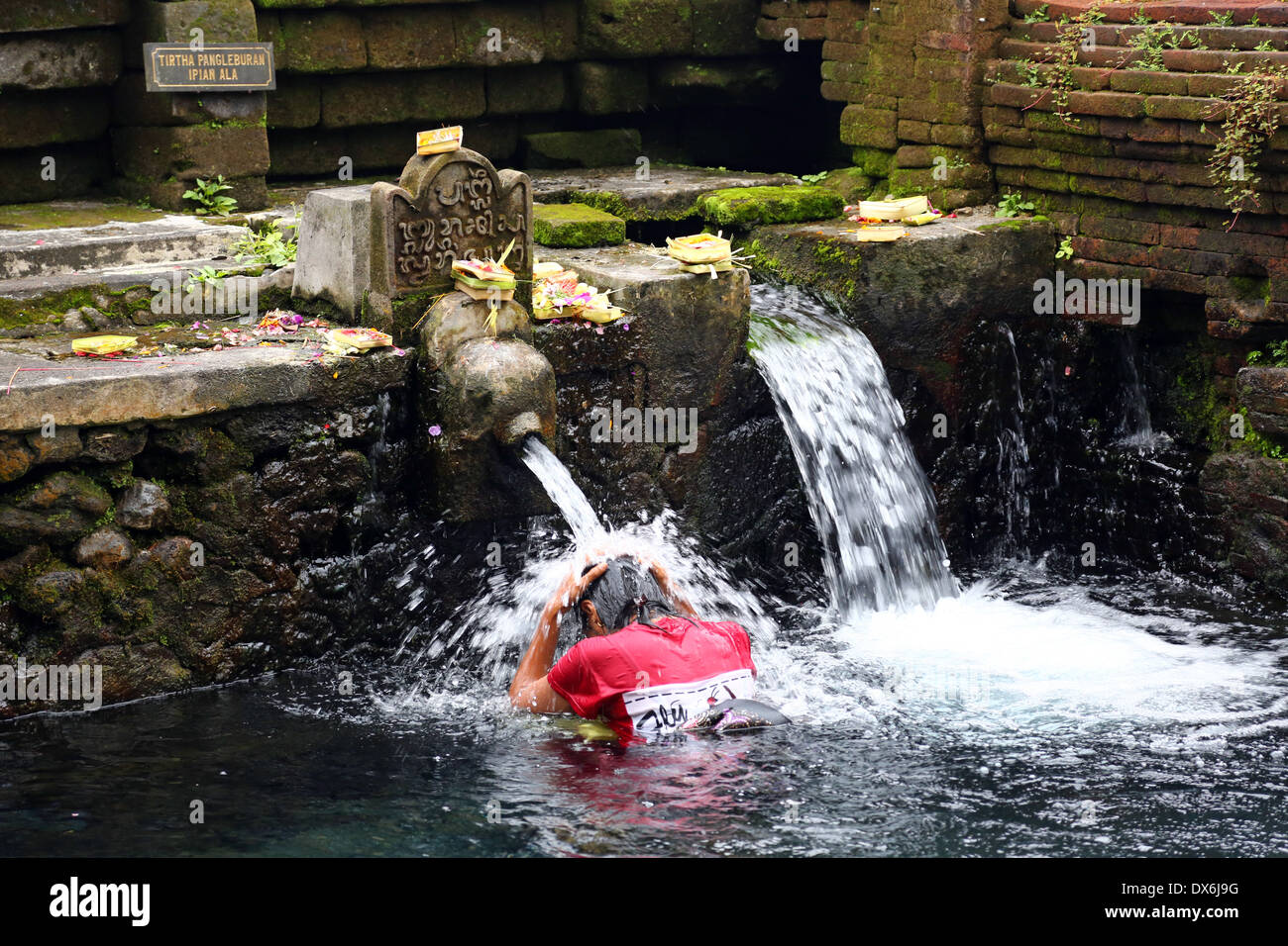 L'acqua santa in primavera in Tirta Empul Temple, Tampak Siring, Bali, Indonesia Foto Stock