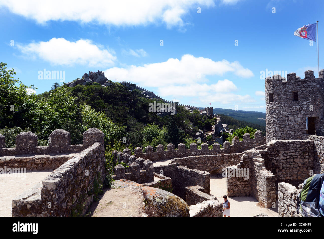 Sintra castello moresco, parco nazionale e sito del Patrimonio Mondiale, il Portogallo centrale, nei pressi di Lisbona. Foto Stock