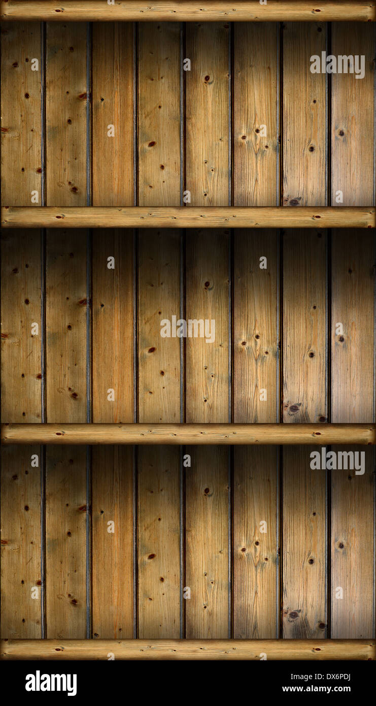Vuoto rustico vintage scaffalature in legno. grungy sfondo Foto stock -  Alamy