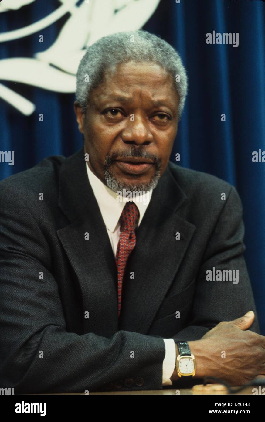 KOFI ANNAN.(Nuovo sec'y non Ge dell'ONU) a livello di Nazioni Unite conferenza stampa a New York 1996.k7285ar.(Immagine di credito: © Andrea Renault/Globe foto/ZUMAPRESS.com) Foto Stock