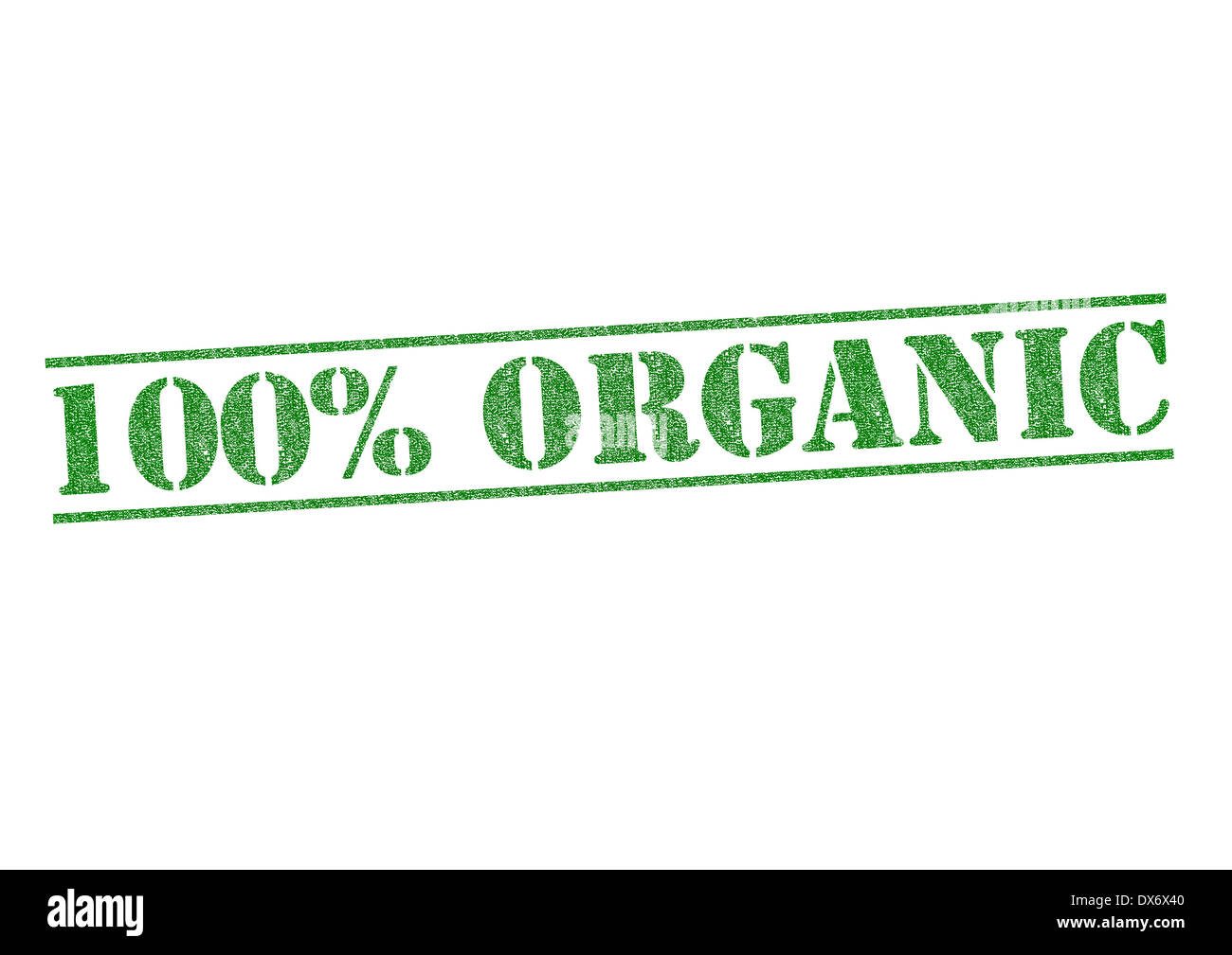 100% verde biologico timbro di gomma su uno sfondo bianco. Foto Stock