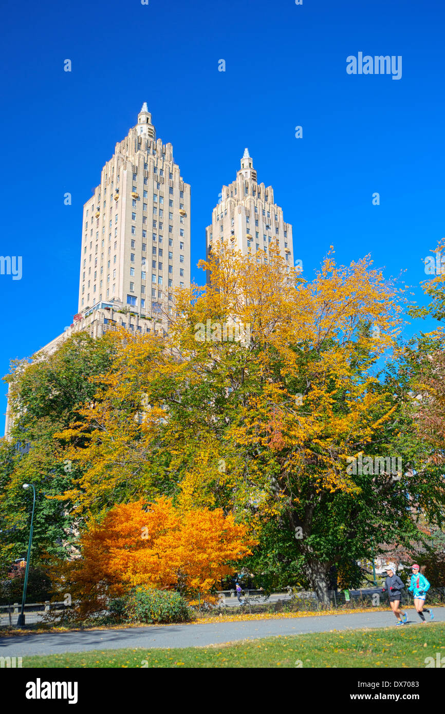 Per chi ama fare jogging a Central Park West, New York New York, Stati Uniti d'America Foto Stock