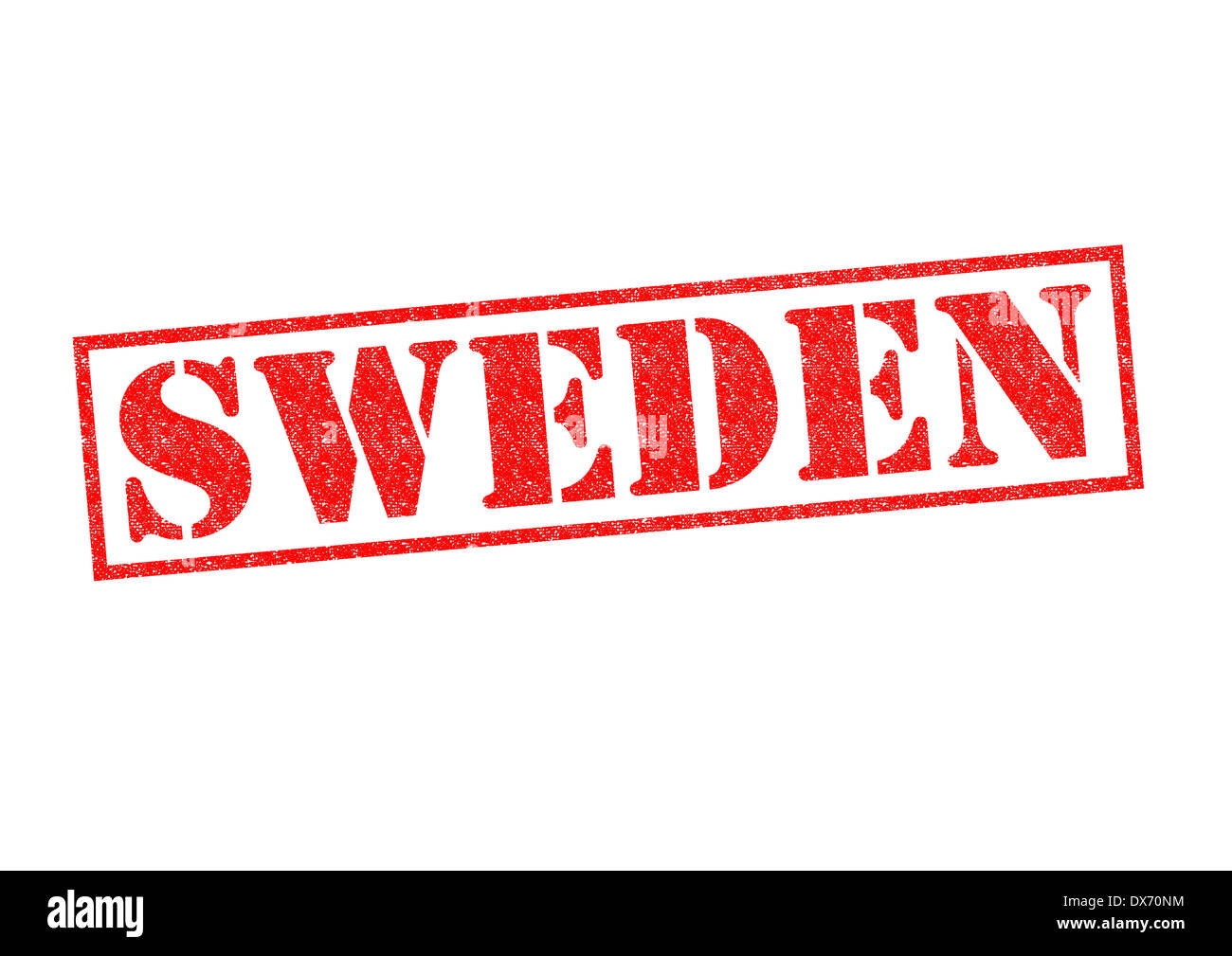 La Svezia timbro di gomma su uno sfondo bianco. Foto Stock