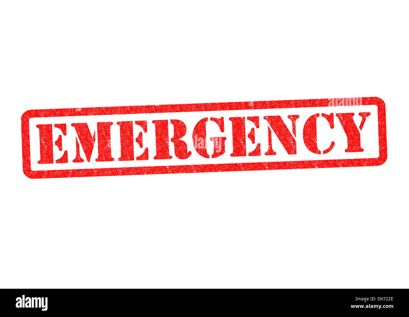 Emergenza timbro di gomma su uno sfondo bianco Foto stock - Alamy