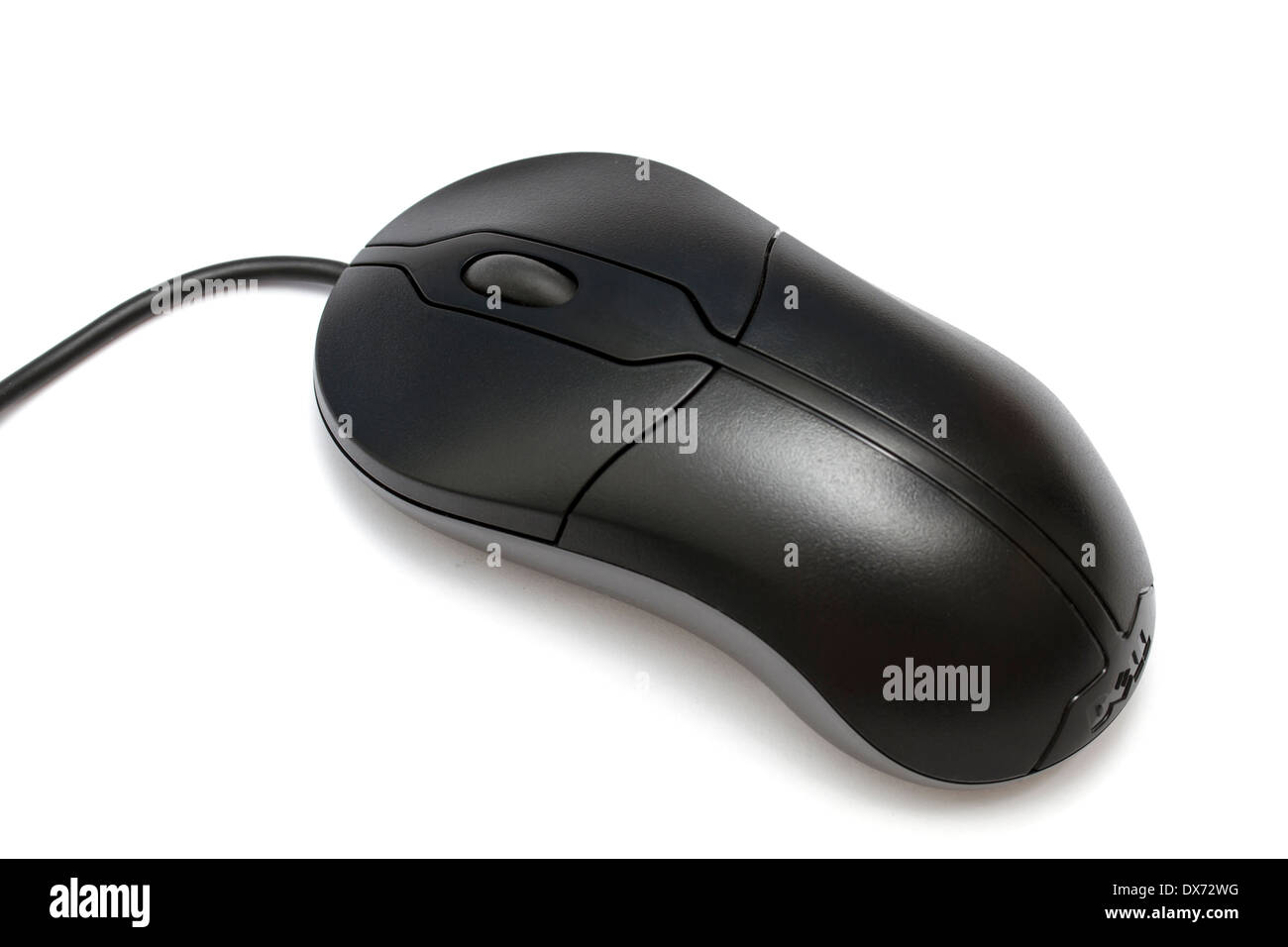 Calcolatore nero mouse isolati su sfondo bianco Foto Stock