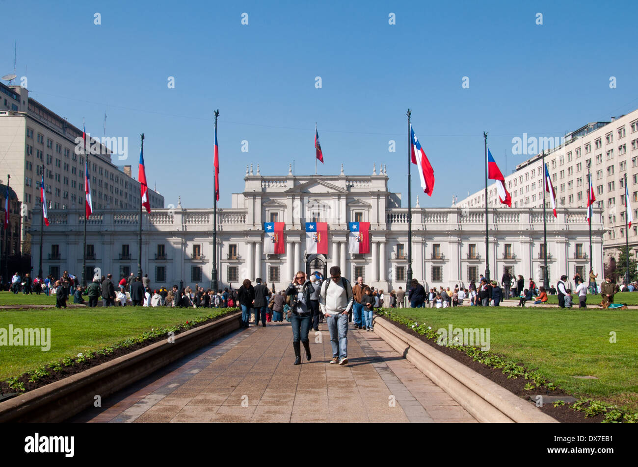 Cambio della guardia in La Moneda Palace, Santiago del Cile. Foto Stock