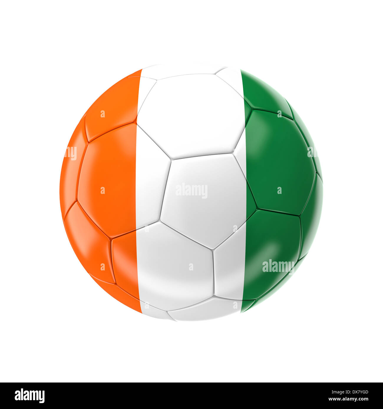 3d pallone da calcio con la bandiera della Costa d'Avorio Foto Stock