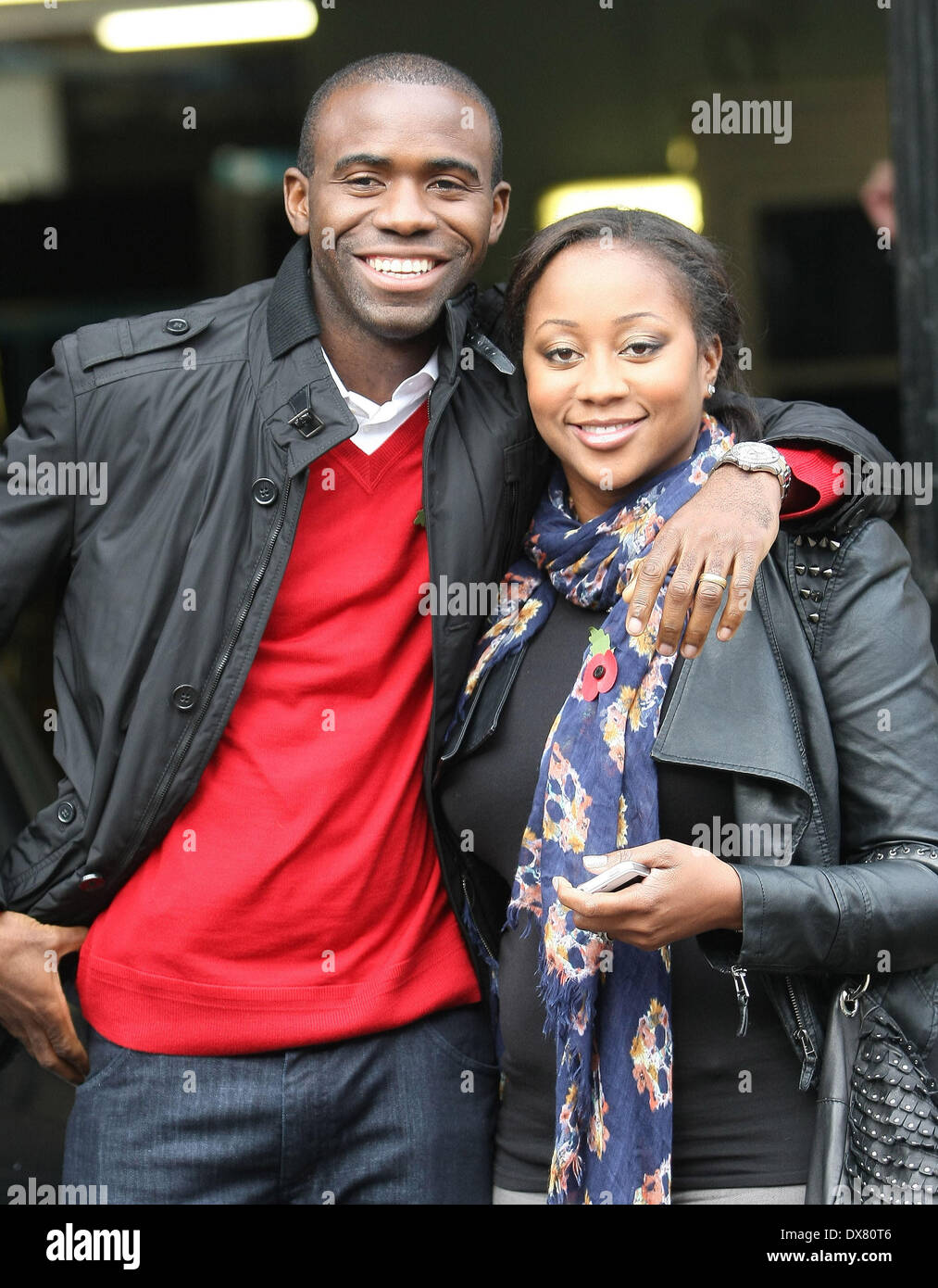 Fabrice Muamba e moglie Shauna al ITV Studios di Londra - Inghilterra - 07.11.12 con: Fabrice Muamba e moglie Shauna dove: L Foto Stock