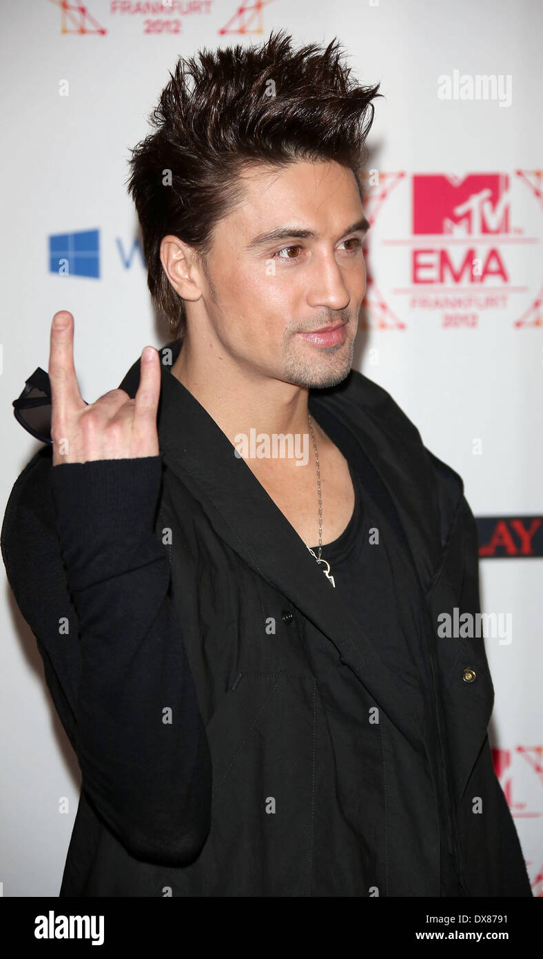 Cantante russo Dima Bilan MTV EMA's 2012 tenutasi presso la Festhalle - arrivi **o pubblicazione in Germania e Franc Foto Stock