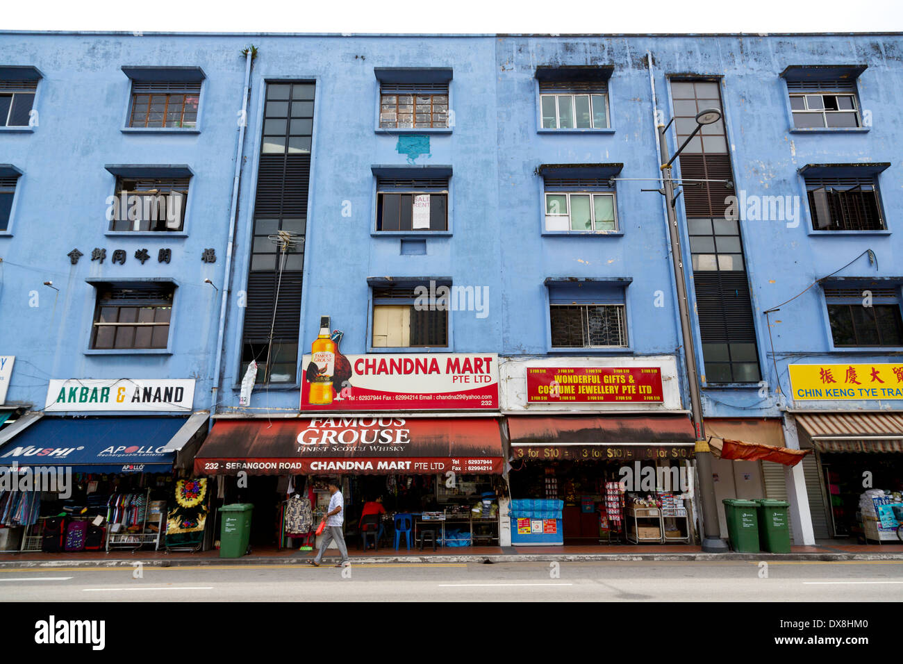 Tipica architettura in Little India di Singapore Foto Stock