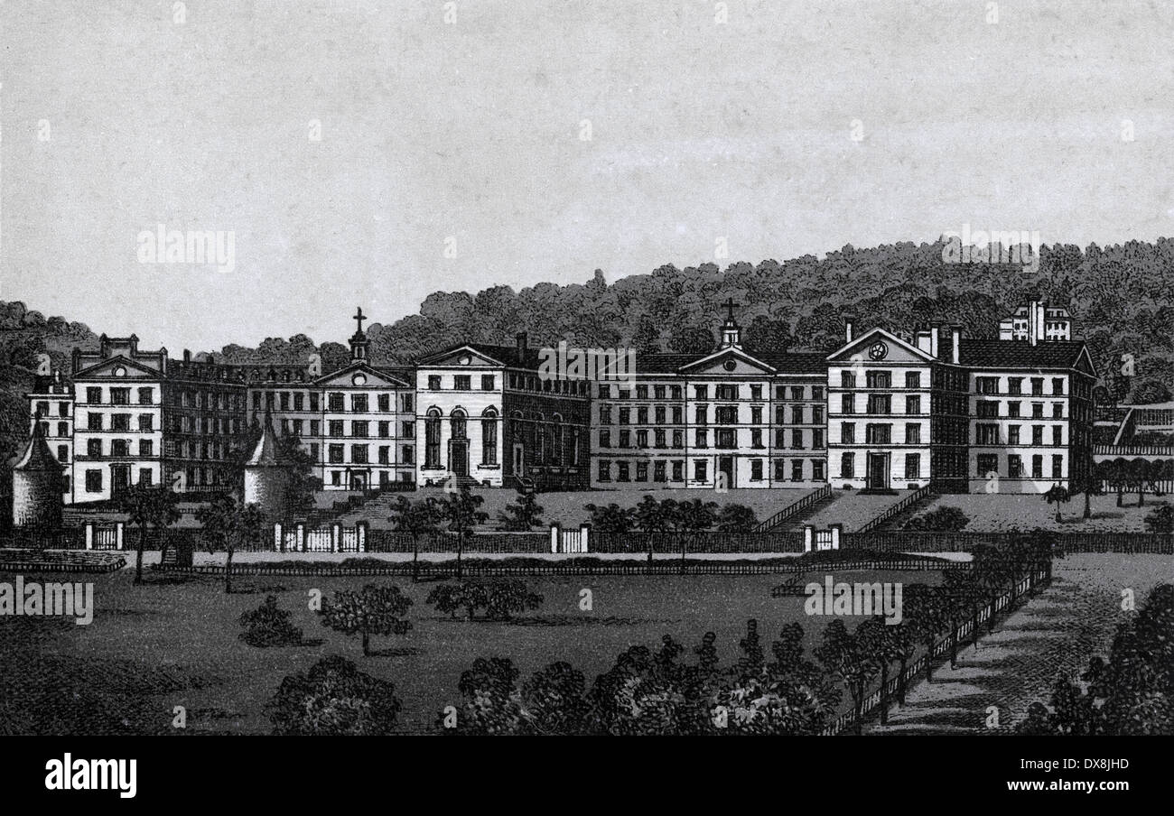 Circa 1885 Vista del College di Montreal sulla Sherbrooke Street West a Montreal, Quebec, Canada. Da un souvenir antichi album utilizzando il Glaser/Frey processo litografico. Foto Stock