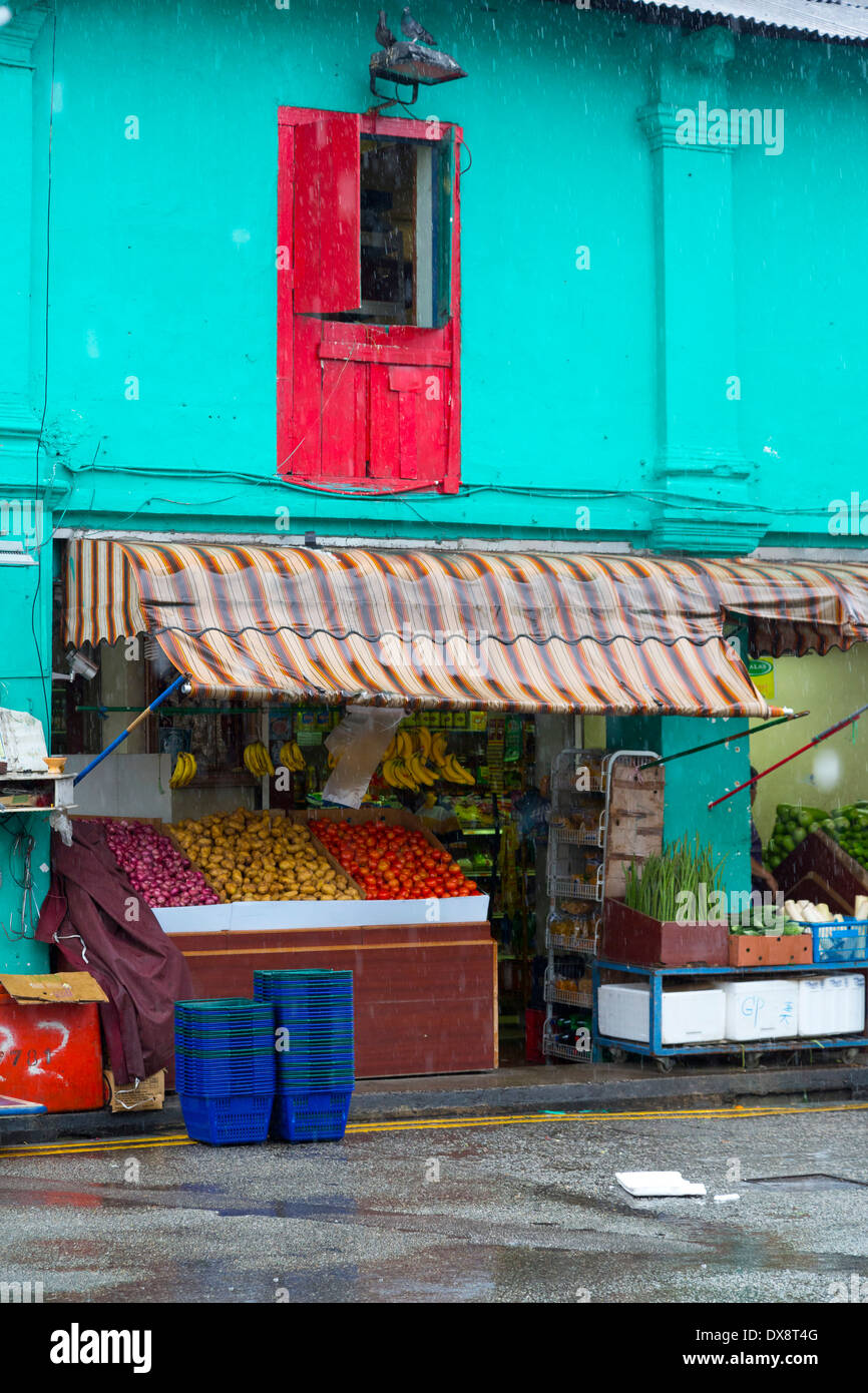 Tipica architettura in Little India di Singapore Foto Stock