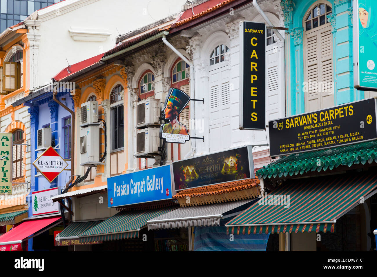 Tipica architettura in Little India di Singapore Foto Stock