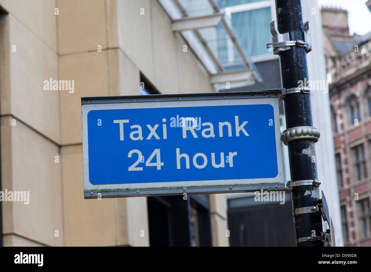 Taxi segno, England, Regno Unito Foto Stock