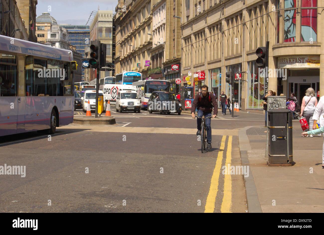 Angolo di Argyle Street, Union Street e Jamaica Street a Glasgow, Scozia Foto Stock