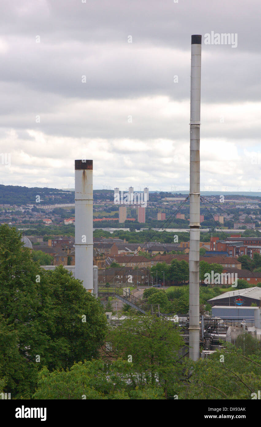 Vista su tutta la città dalla necropoli di Glasgow, Glasgow, Scozia Foto Stock